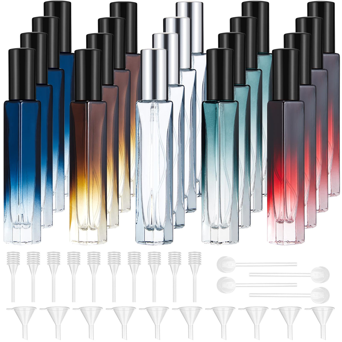Domensi bouteilles parfum 10ml bleu dégradé, pratique en voyage et style élégant.