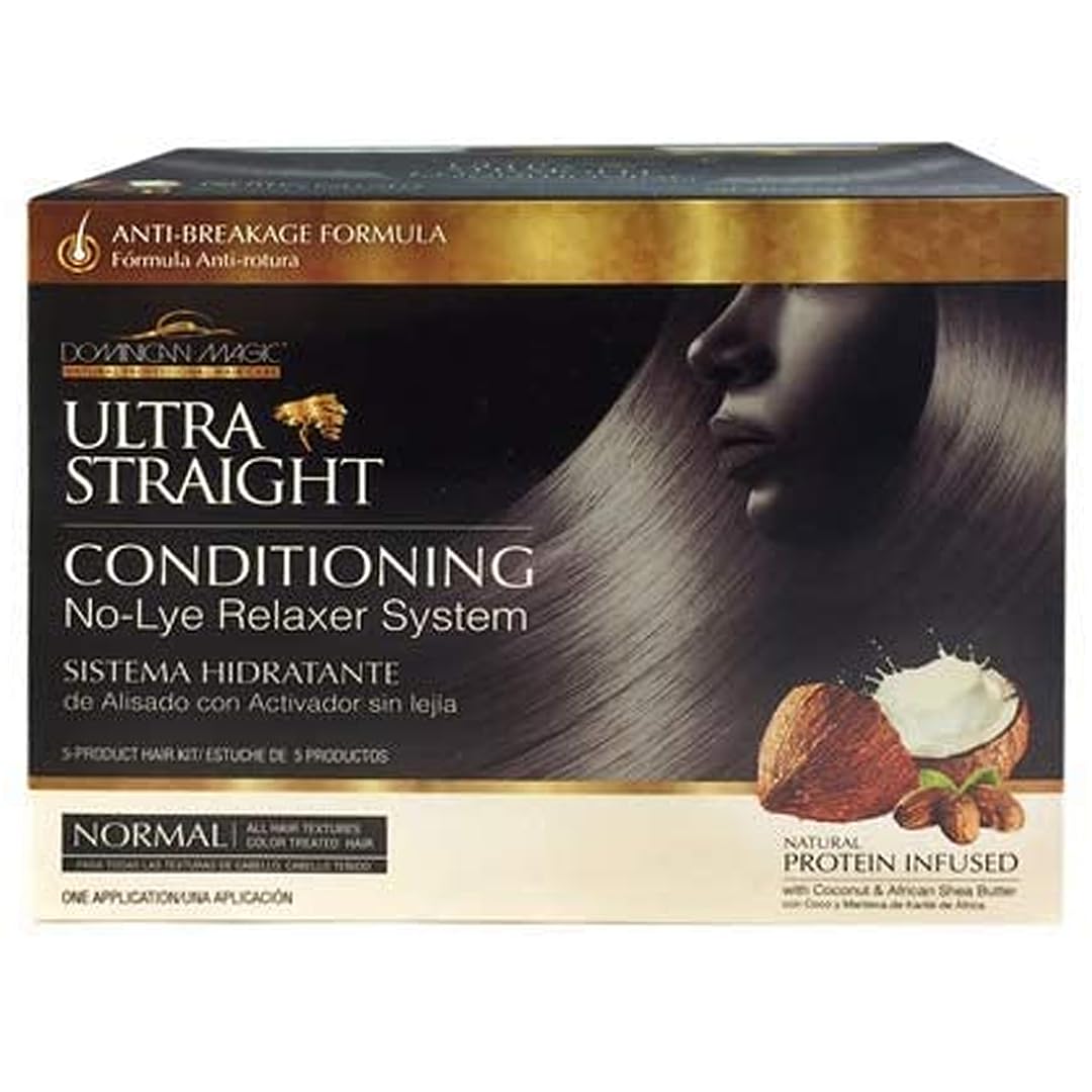 Dominican Magic relaxer: bouteille prête à verser pour un lissage durable.