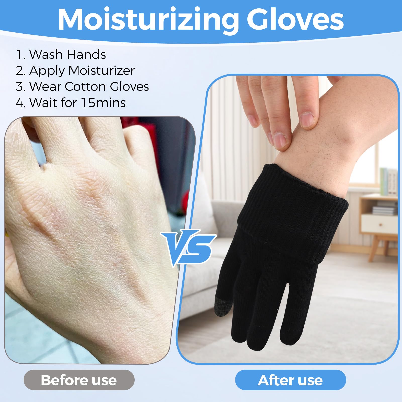 Gants Donfri mains écran tactile noir taille L compatibles smartphone.
