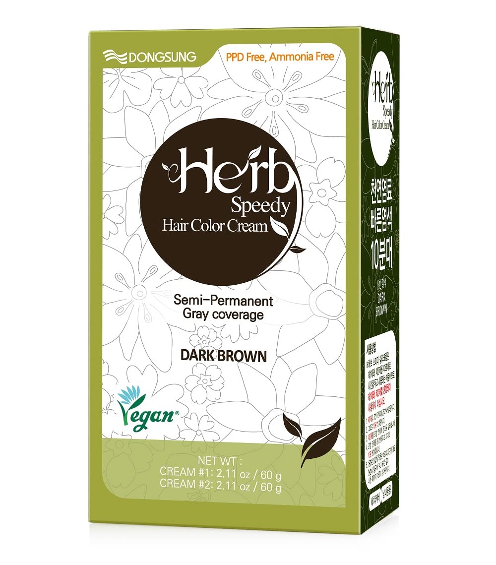 Crème colorante Brun Foncé Dongsung Herb Speedy — bouteille prête pour application