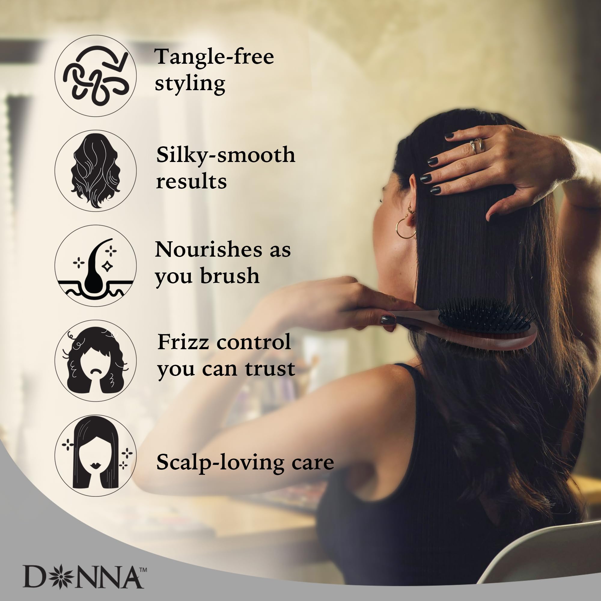 Donna Double Face fonctionne sur cheveux humides pour gagner du temps.