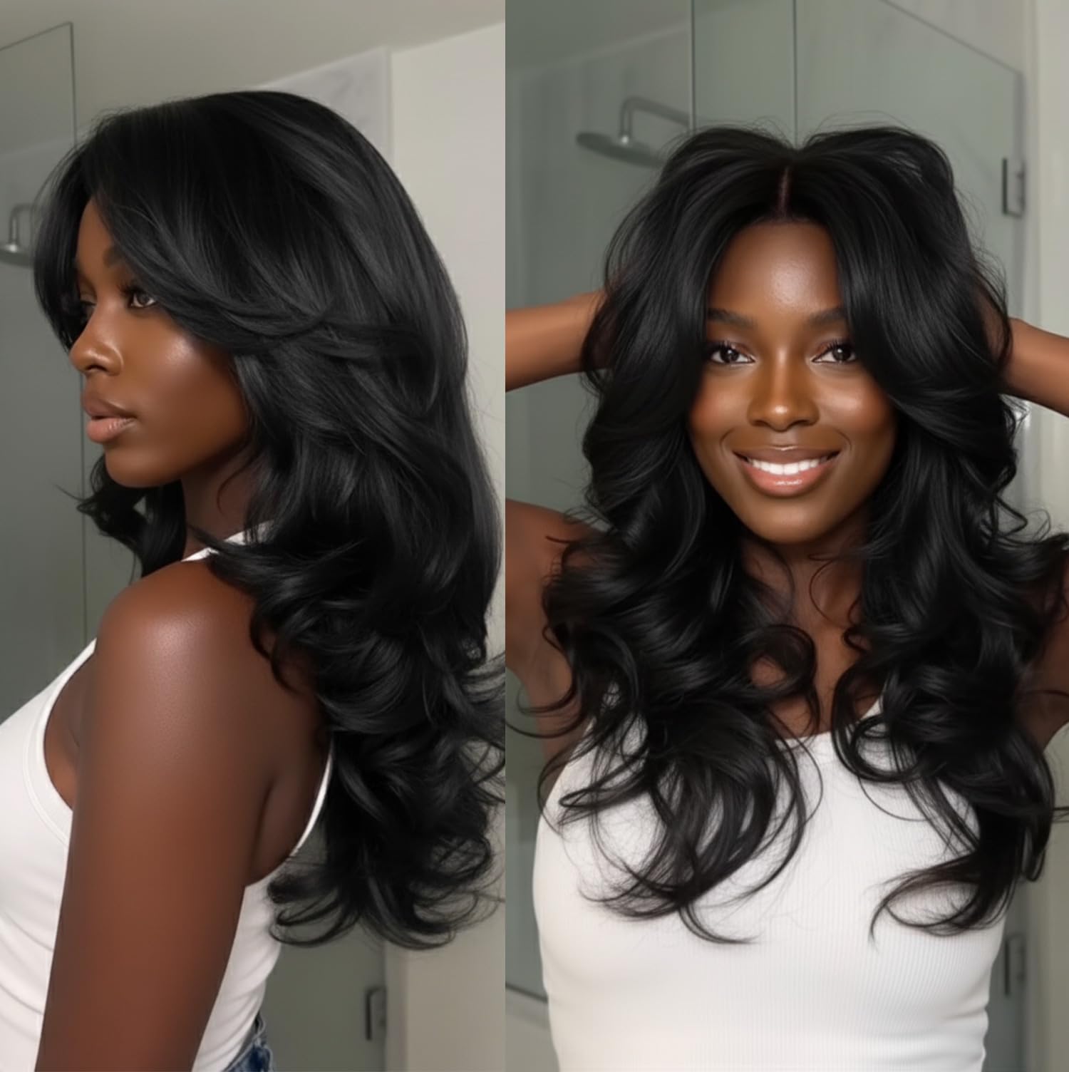 DONNA rouleaux satinés face soie noir, friction réduite et brillance naturelle.