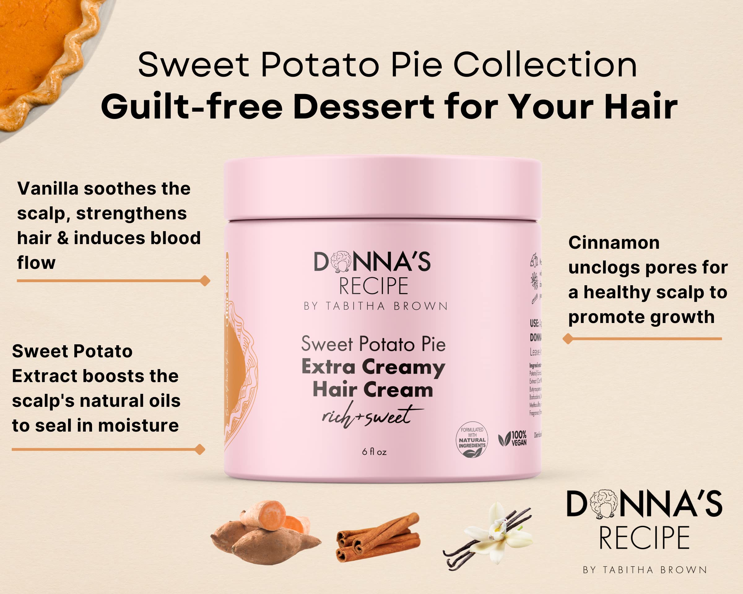 Donna's Recipe Tabitha Brown crème-cheveux sans sulfates — formule douce pour usage quotidien