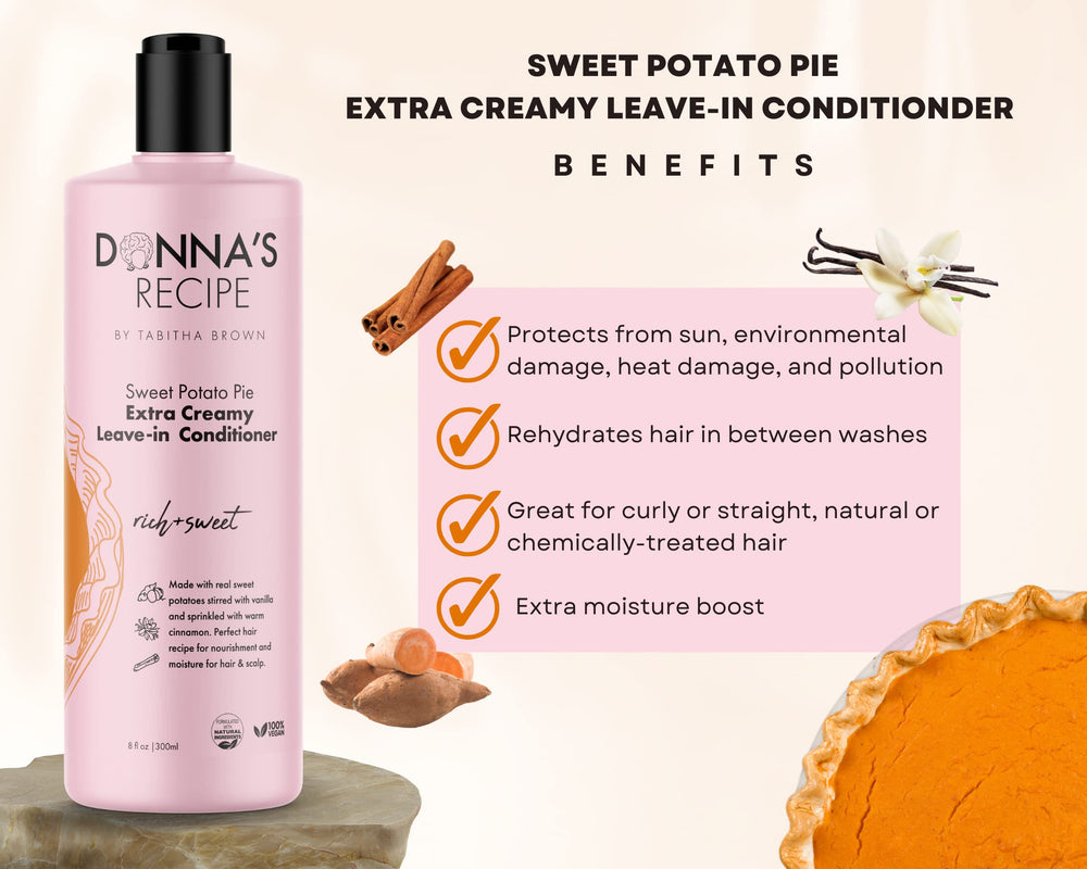 Creamy texture on fingers from Donna's Recipe by Tabitha Brown leave-in for rich moisture.