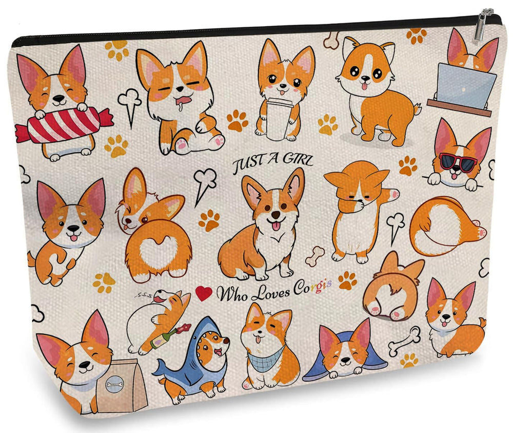 DOOX sac maquillage corgi, impression double-face, idéal pour les voyages