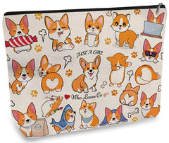 DOOX sac maquillage corgi, impression double-face, idéal pour les voyages