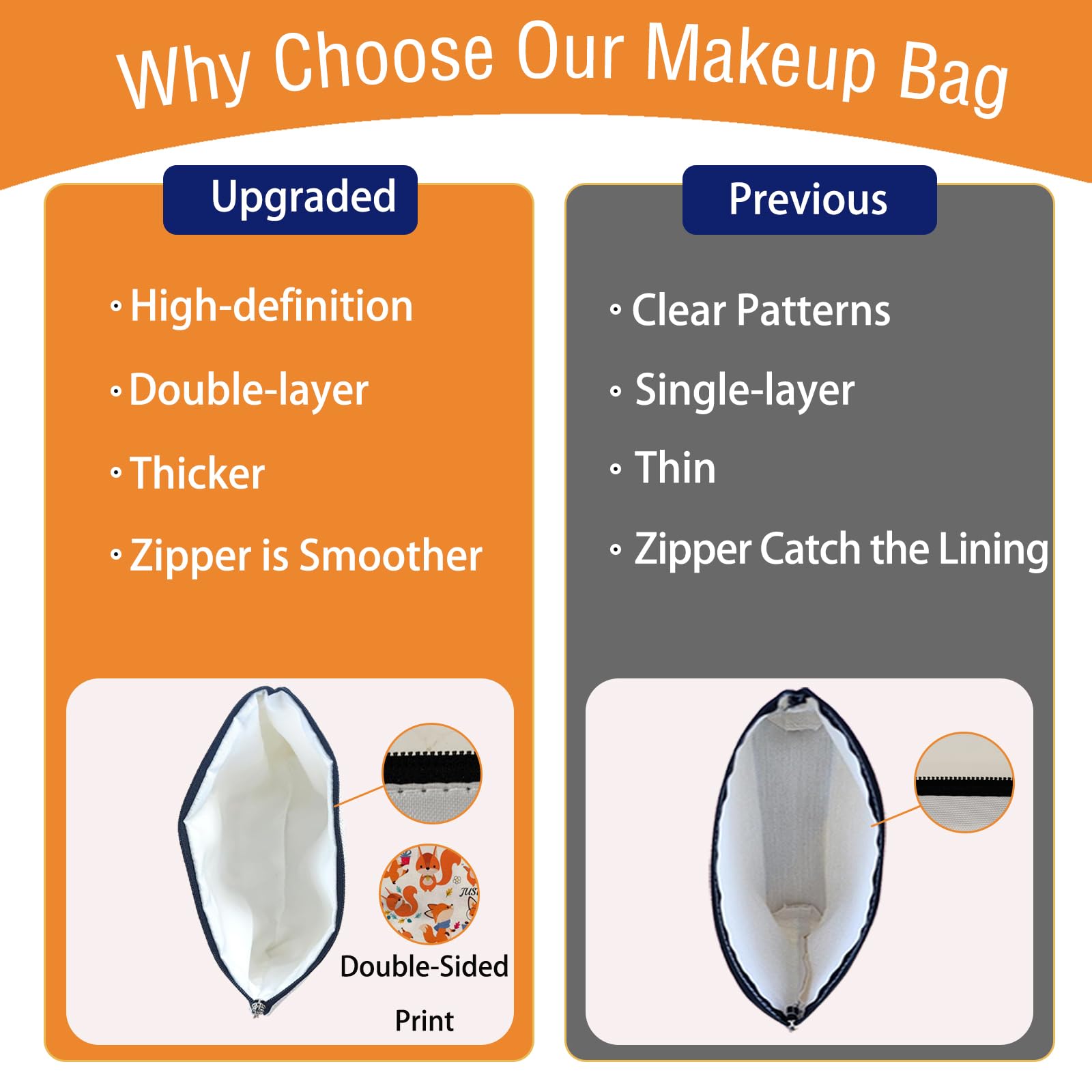 DOOX tissu canvas-lin léger, sac maquillage durable et facile à nettoyer