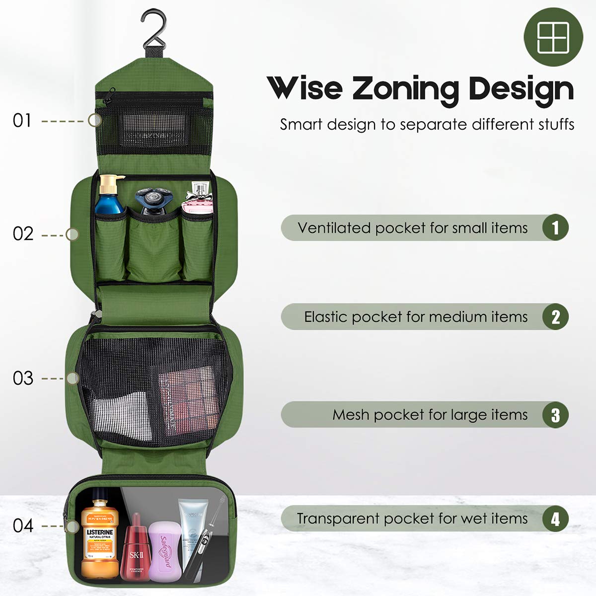 Trousse Dopobo avec poches intérieures pour bouteilles debout et stabilité.