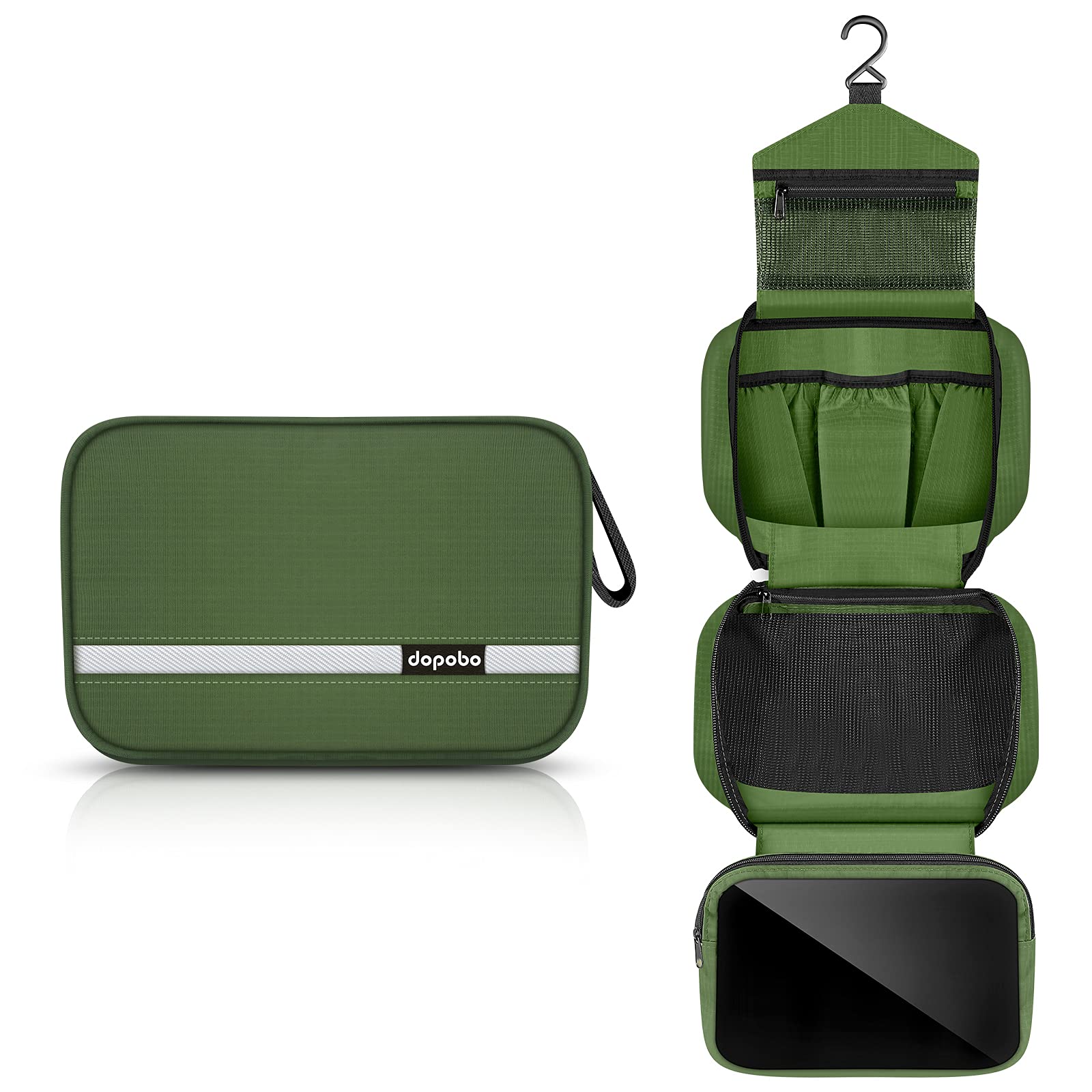 Trousse Dopobo Army Green compacte, idéale pour l'organisation lors des voyages.