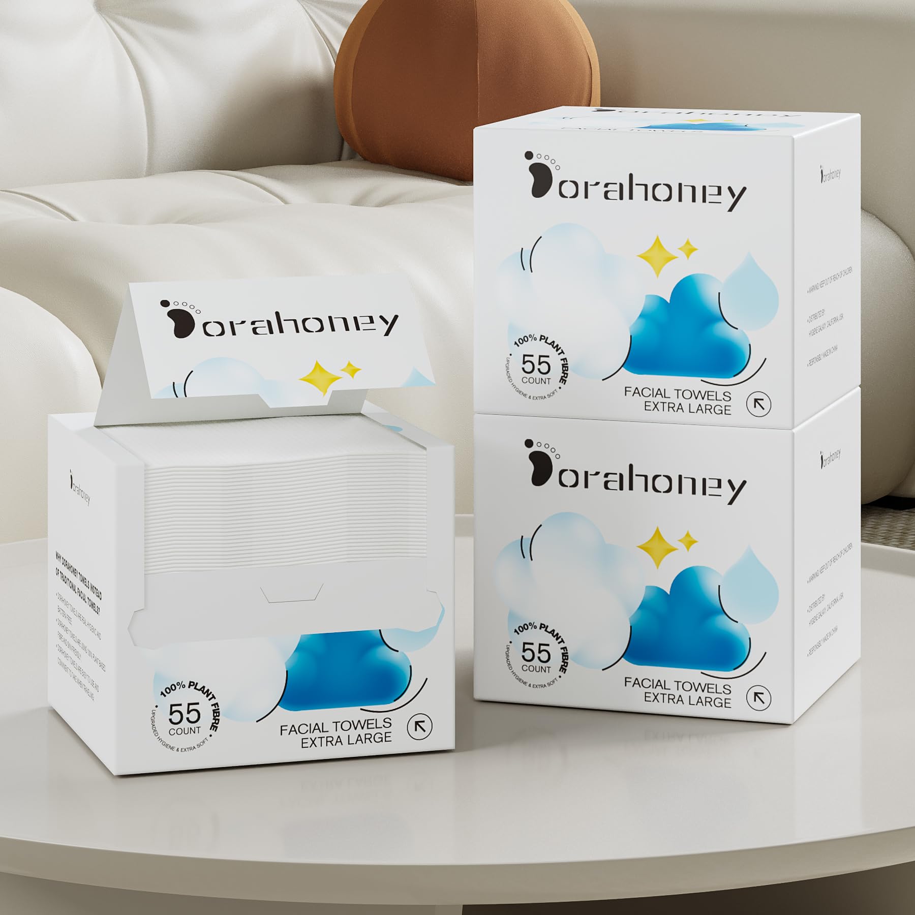 Dorahoney capacité d'absorption élevée, utilisable humide ou sèche pour démaquillage pratique.