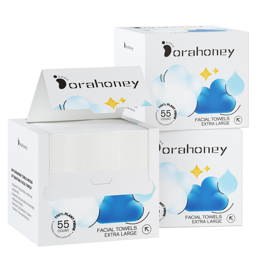 Dorahoney serviettes visage jetables 12x12 pour un nettoyage rapide et confortable.