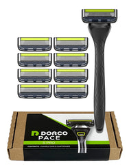 Manche ergonomique Dorco Pace 5 Pro pour une prise en main confortable.