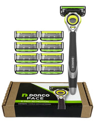 Dorco Pace 6 Pro 3D Motion poignee ergonomique pour une prise sûre et confortable.
