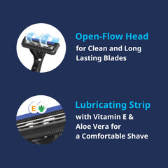Dorco Pace 2 Plus: design Open-Flow facilitant le rinçage rapide entre les passages.