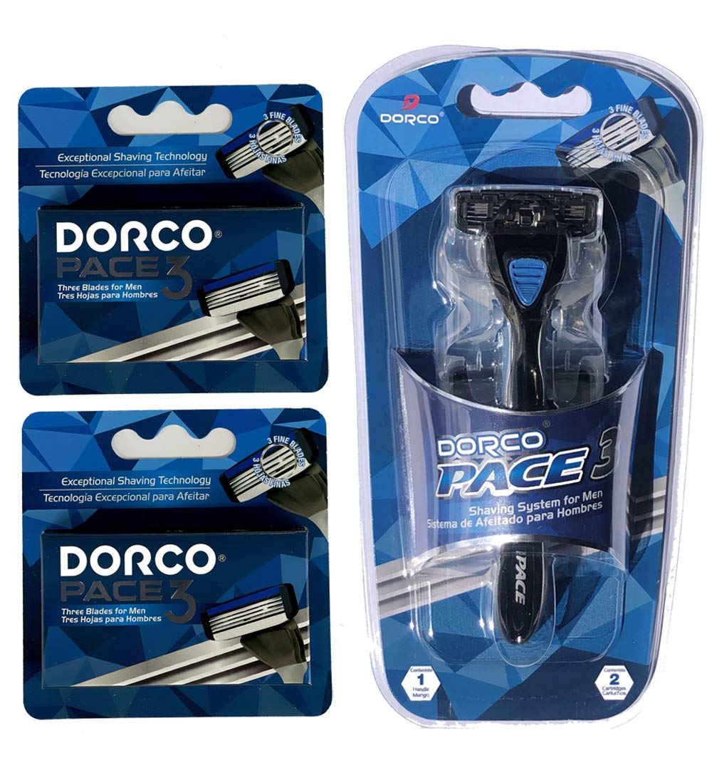 Dorco Pace 3 – coffret de 10 cartouches et manche pour un rasage pratique.