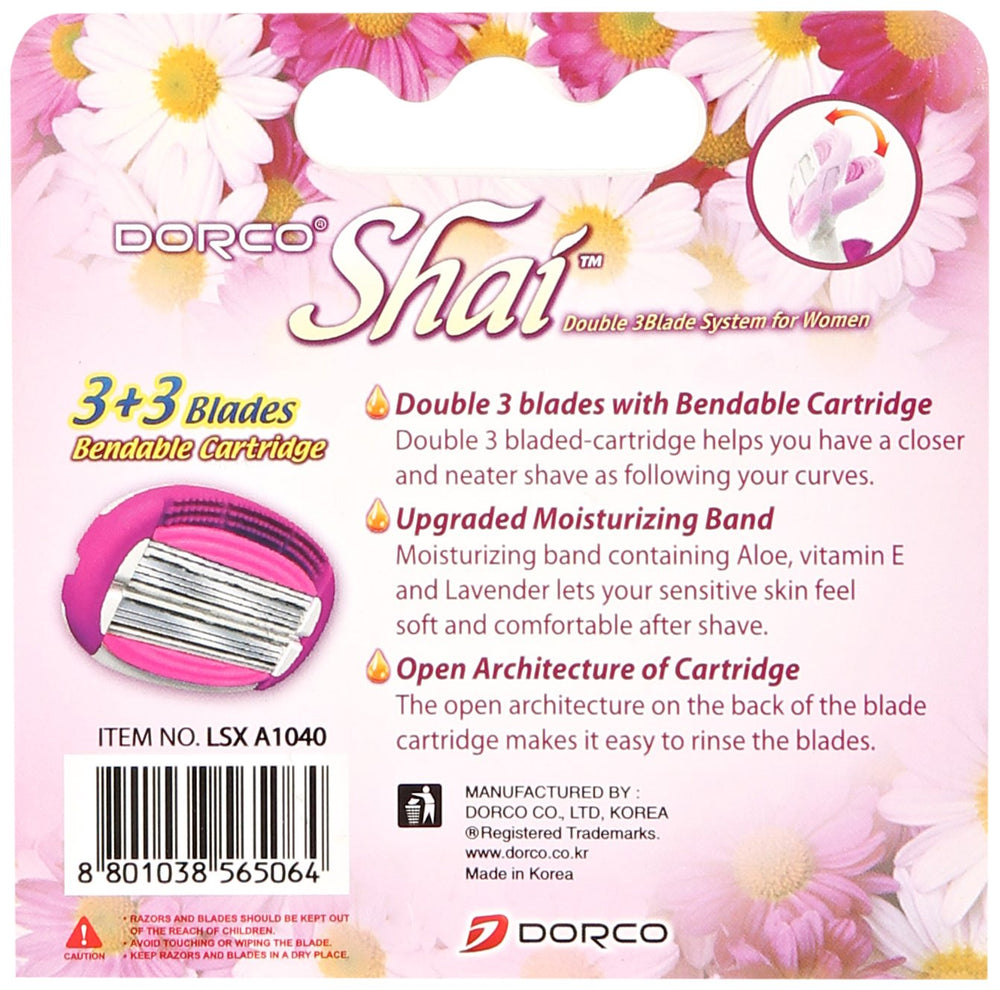 Dorco Shai 4 cartouches pour l'usage quotidien, remplacement rapide et fiable.