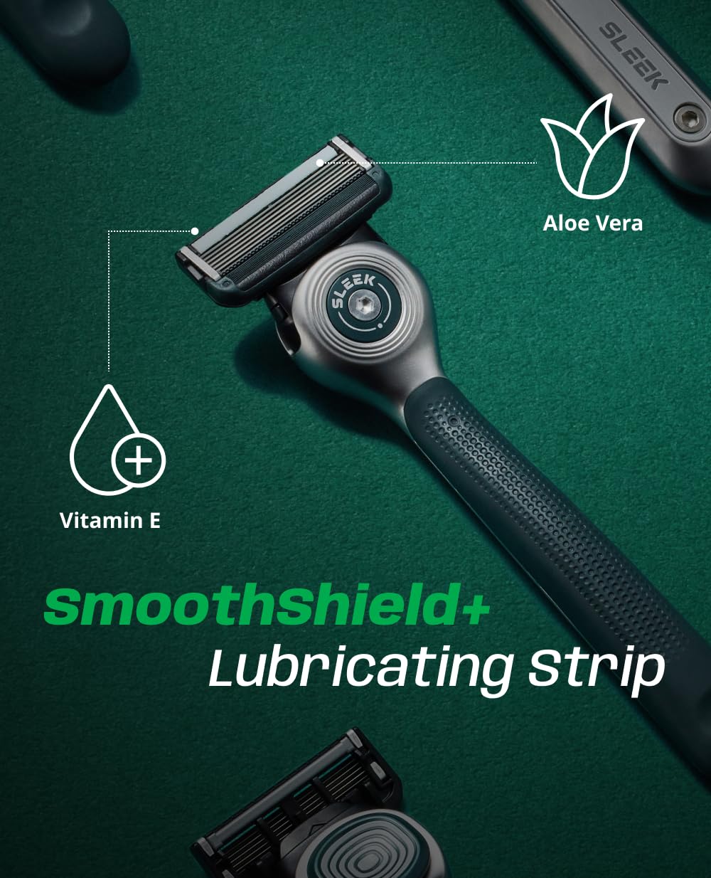 Dorco SLEEK, lubrification SmoothShield avec Aloe pour un rasage doux.