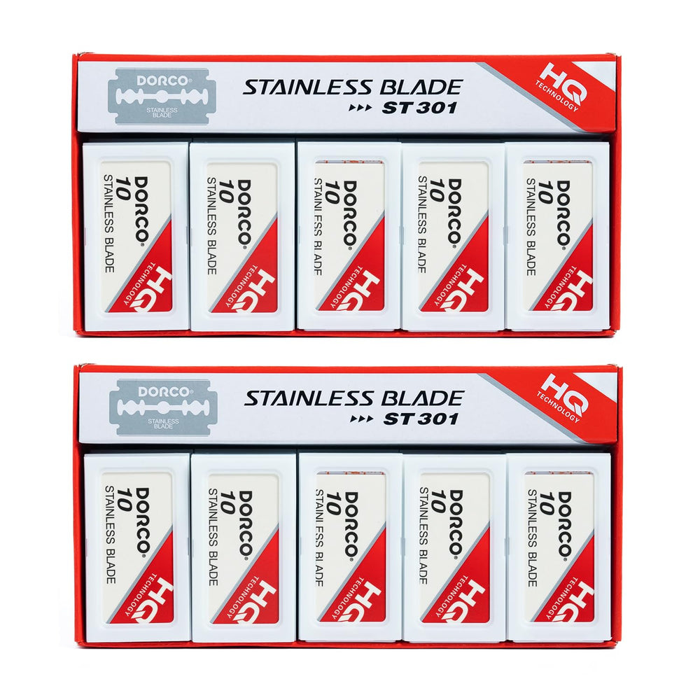 Dorco ST301 emballage platine extra, lames double-tranchant pratiques pour rasage quotidien.