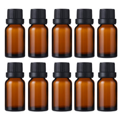 Doromy – Bouteille ambrée 10 ml avec bouchon noir, protège les huiles du UV