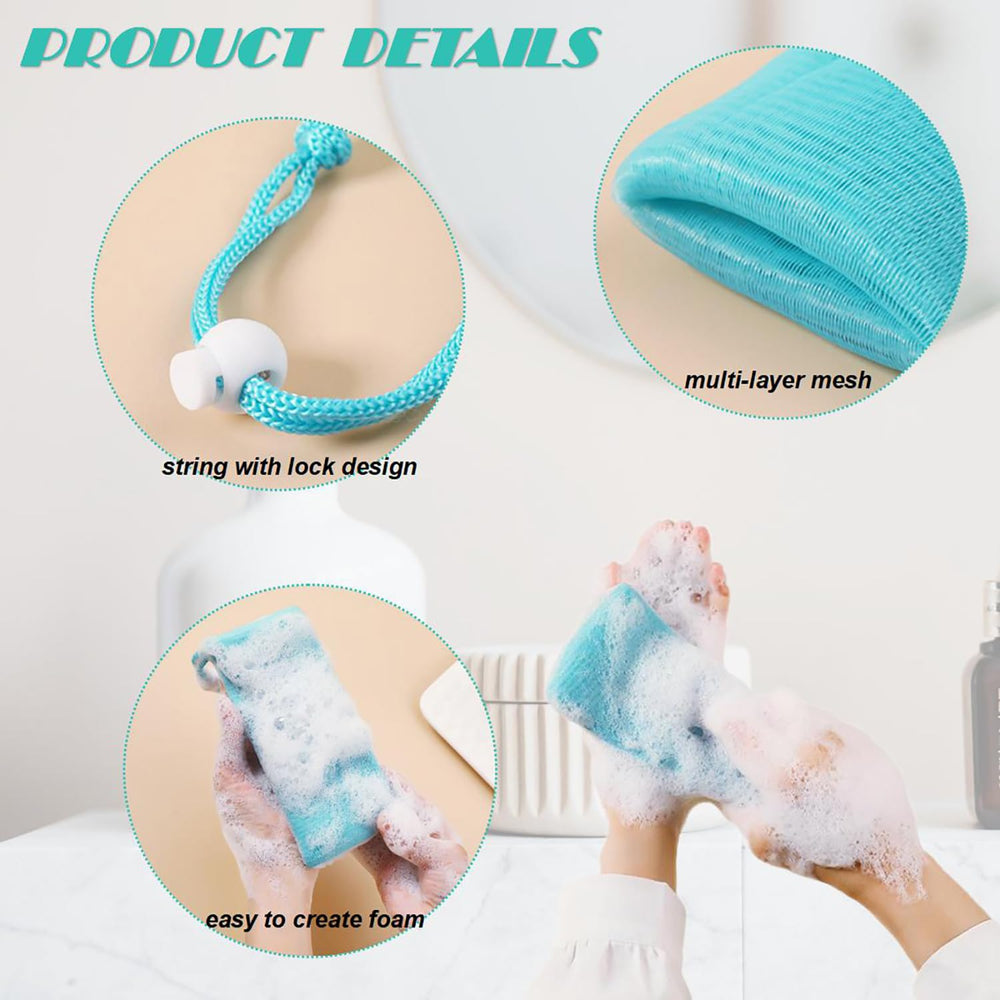 Doromy sac savon maillage exfoliant durable et sèche rapidement après chaque utilisation.
