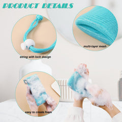 Doromy sac savon maillage exfoliant durable et sèche rapidement après chaque utilisation.