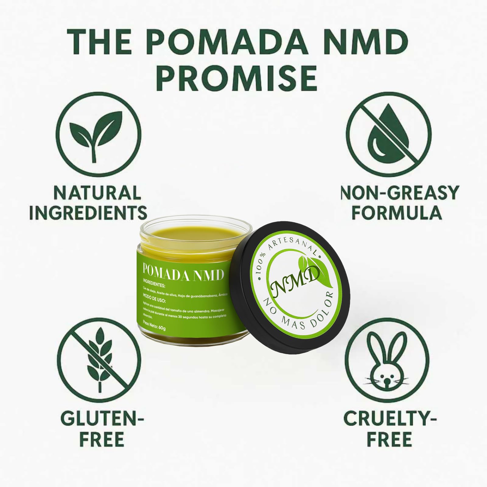 Dotkara NMD packaging-cap close-up highlighting clean ingredients.
