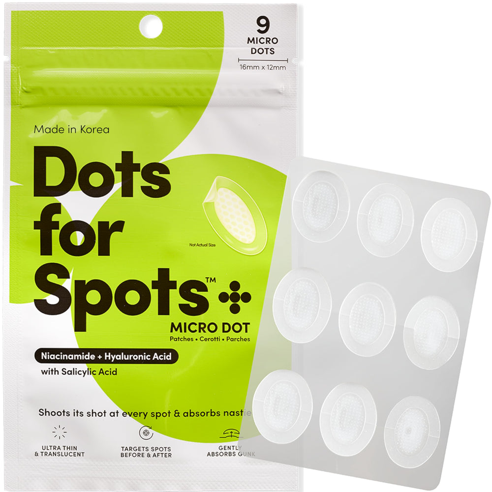 Dots for Spots patchs microdards sur le visage ciblent les imperfections pour une peau plus nette.