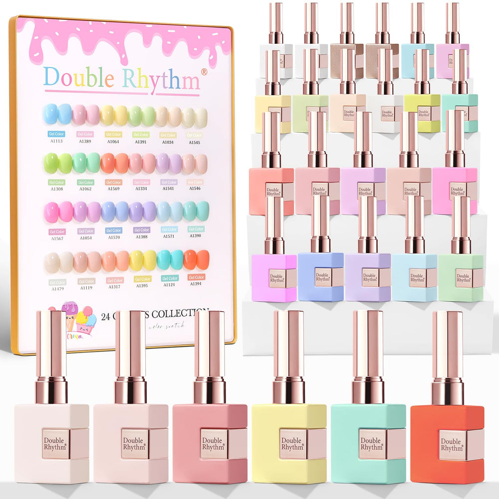 Double Rhythm kit gel vernis Pastel Candy, 28 pièces pour une manucure à domicile et facile à utiliser.