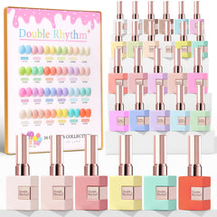 Double Rhythm kit gel vernis Pastel Candy, 28 pièces pour une manucure à domicile et facile à utiliser.