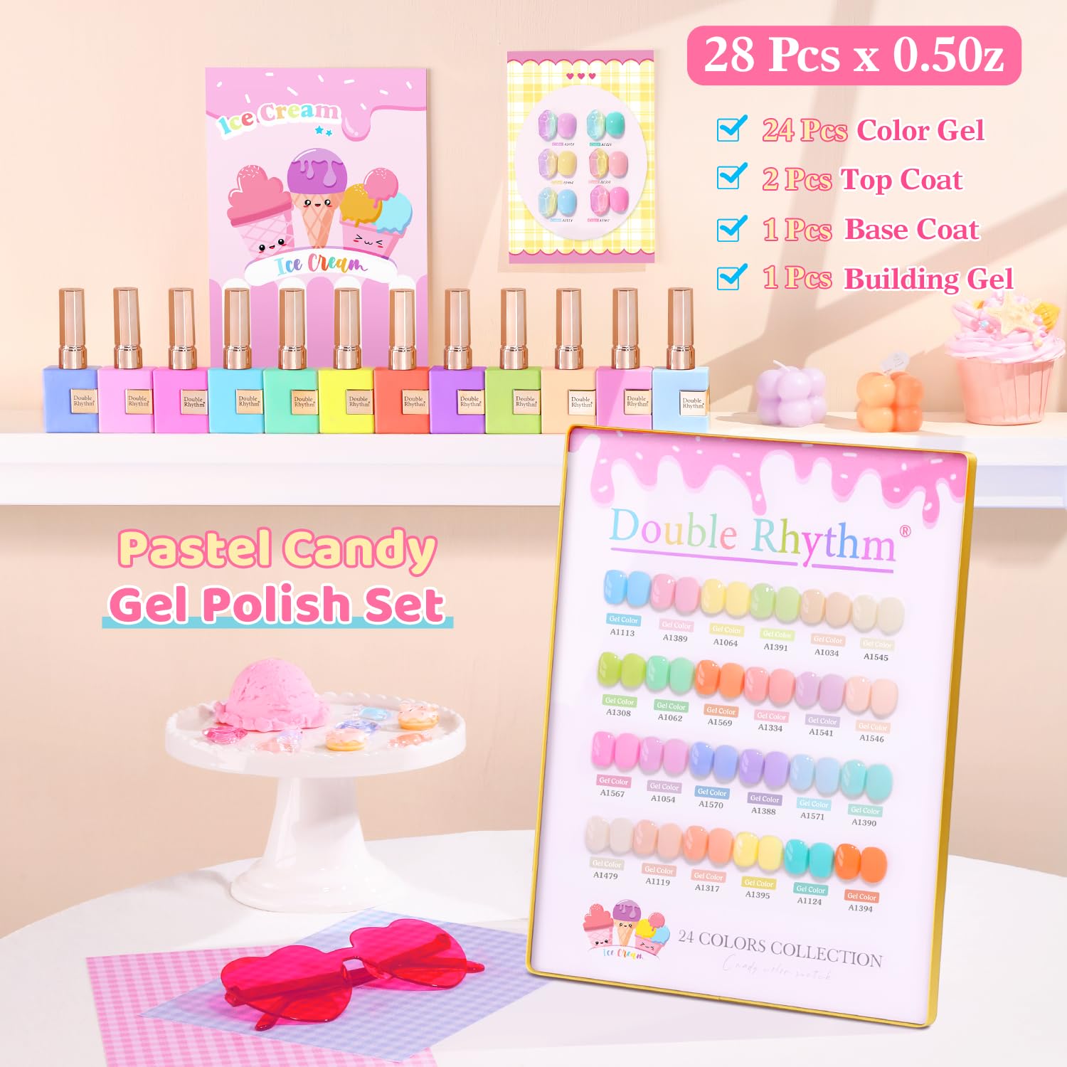 Double Rhythm base gel et top gel clairs pour une finition nette et durable.