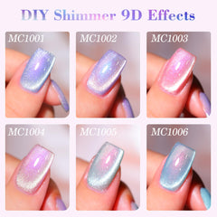 Double Rhythm nail with cat-eye effect achieved by magnet