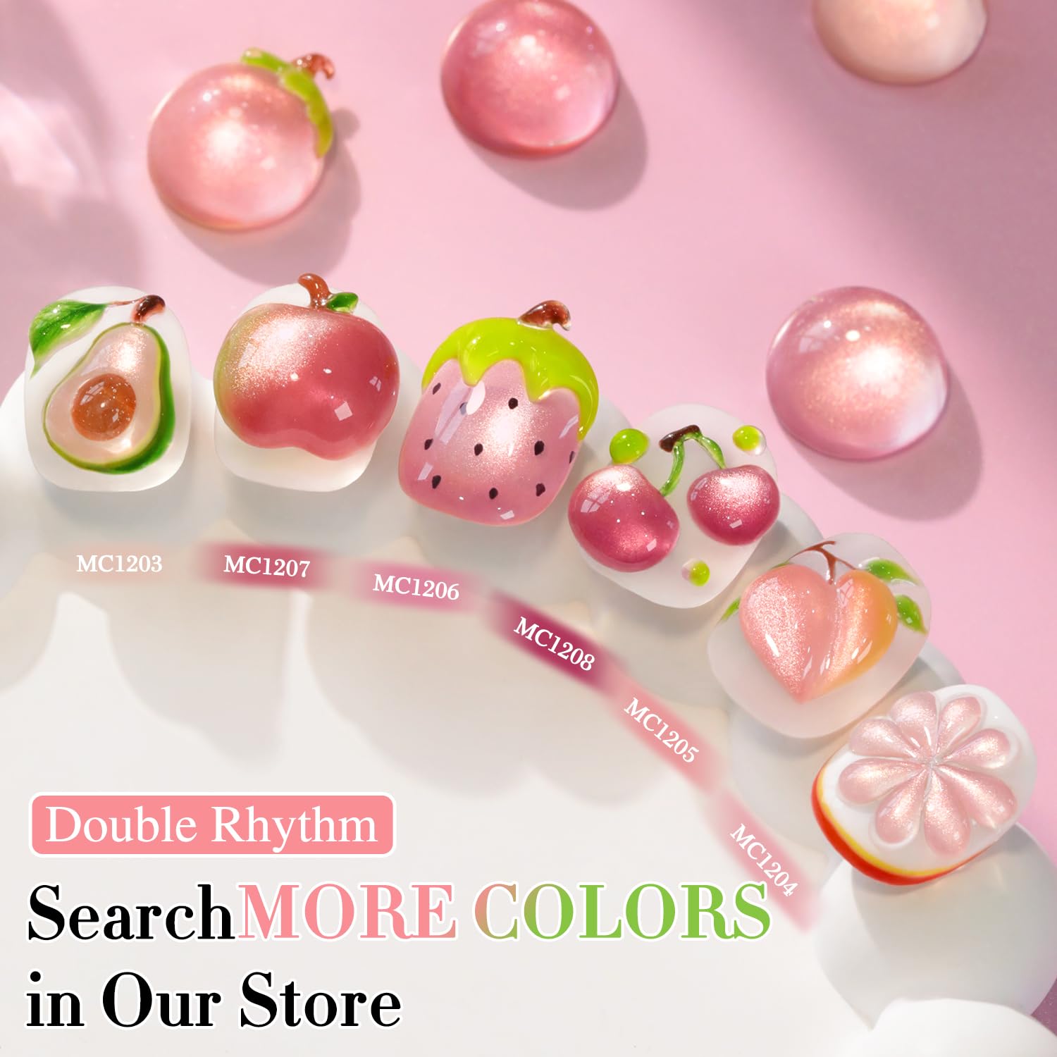 Double Rhythm œil-chat rose pâle: fini jelly translucide pour un look doux.