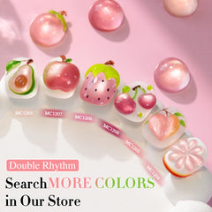 Double Rhythm œil-chat rose pâle: fini jelly translucide pour un look doux.