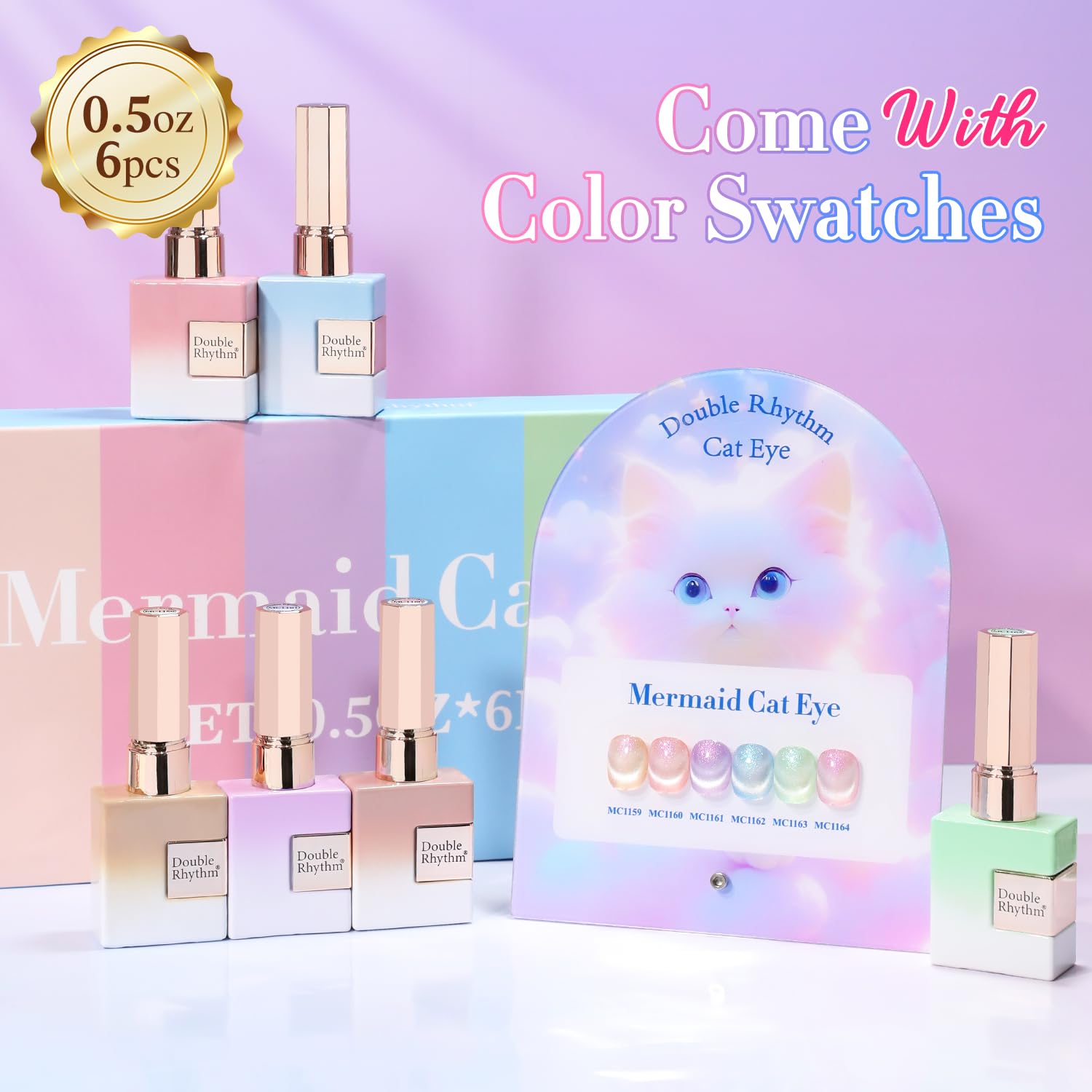 Double Rhythm Cat Eye – échantillons pour prévisualiser les teintes et swatches