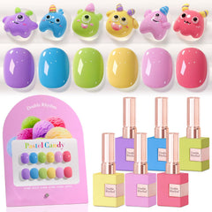 Double Rhythm: ensemble vernis gel 6 pièces 15ml, couleurs variées pour maison.
