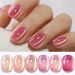 Double Rhythm ensemble vernis gel cat-eye 6 couleurs, pour différents motifs magnétiques.