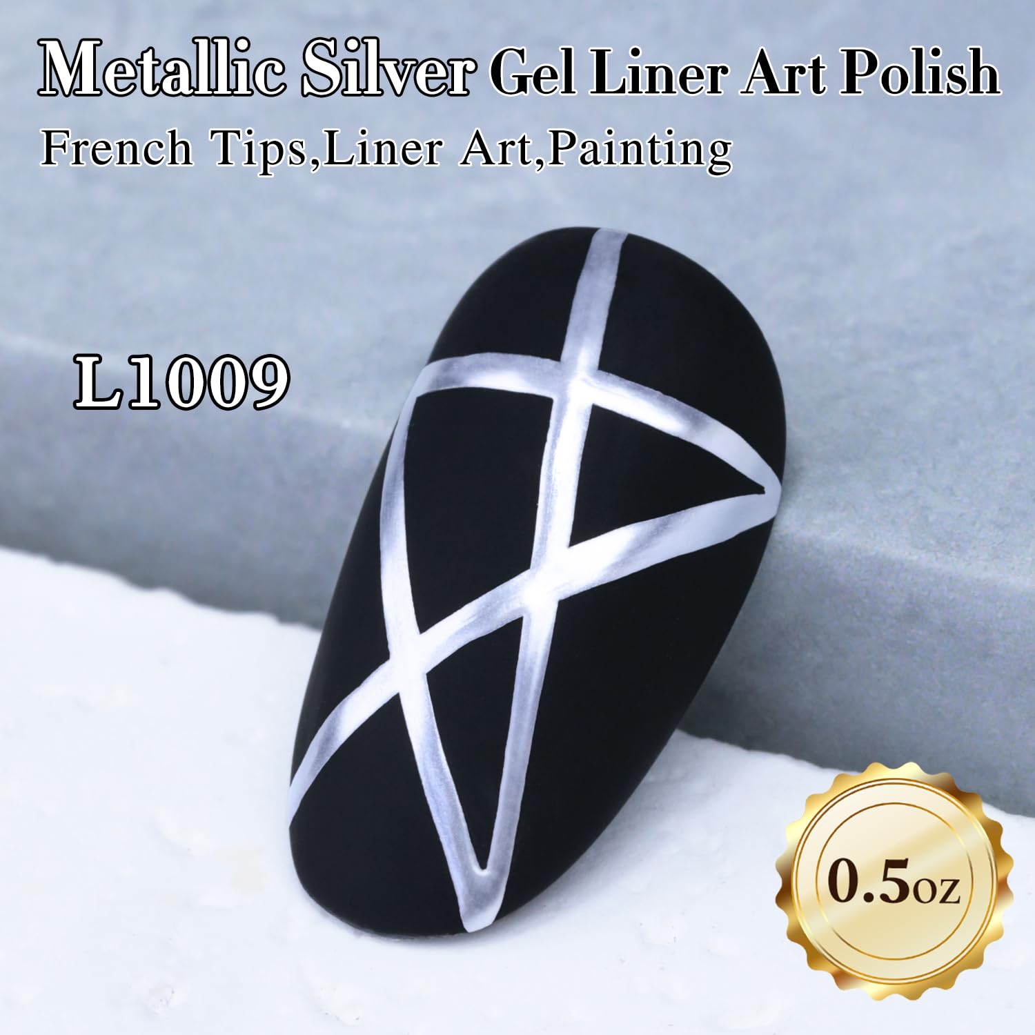 Gel liner Chrome Argent Double Rhythm, effet métallique net et lumineux.