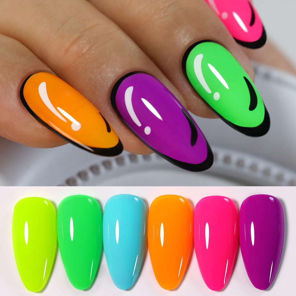 Double Rhythm Gel Vernis Neon: ensemble de 6 couleurs parfait pour personnaliser vos ongles à domicile.