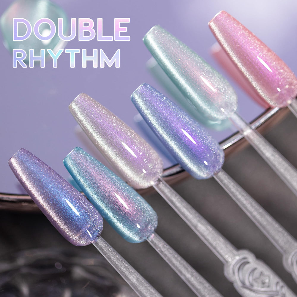 Double Rhythm glitter finish close-up with shimmering particles