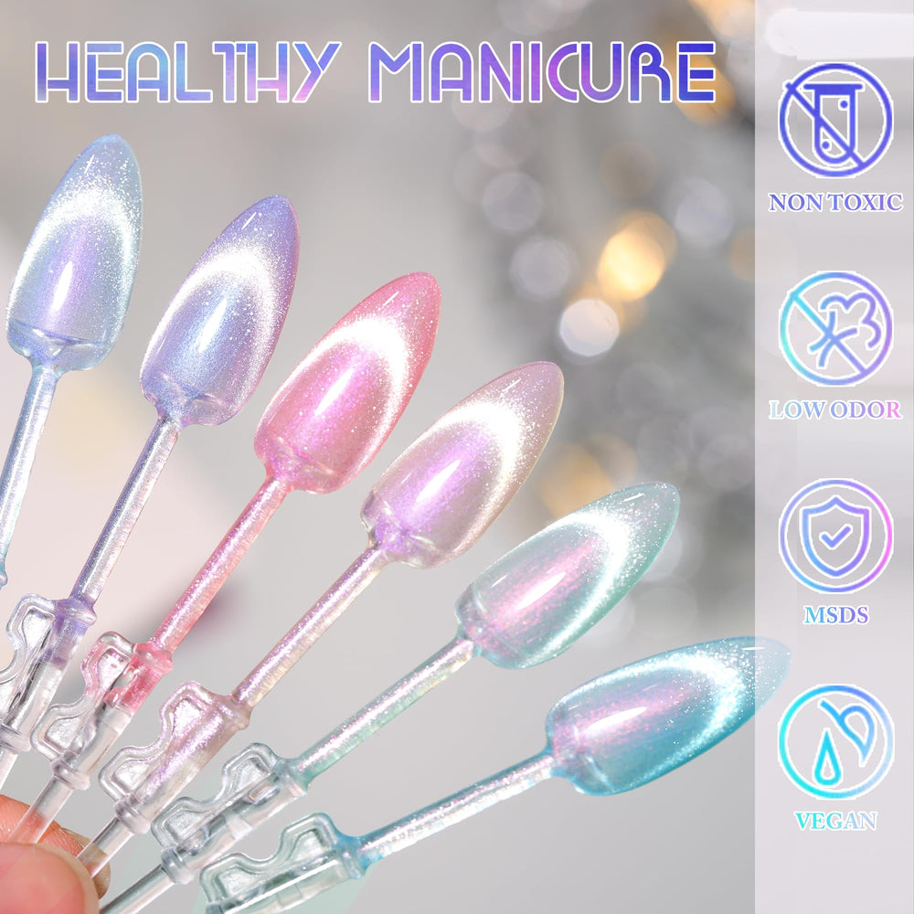Double Rhythm gel polish curing under LED lamp