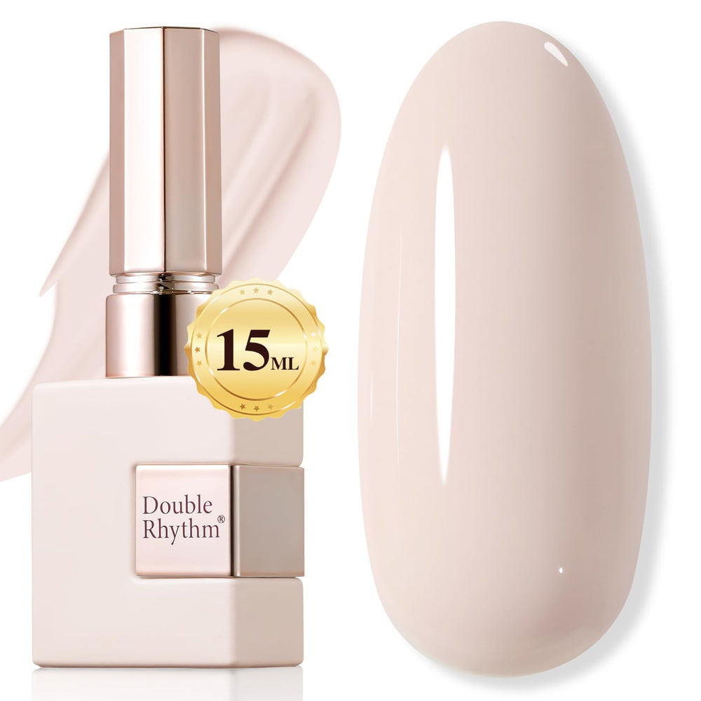 Vernis Gel Double Rhythm Beige Rose sur flacon, couleur homogène et élégante.
