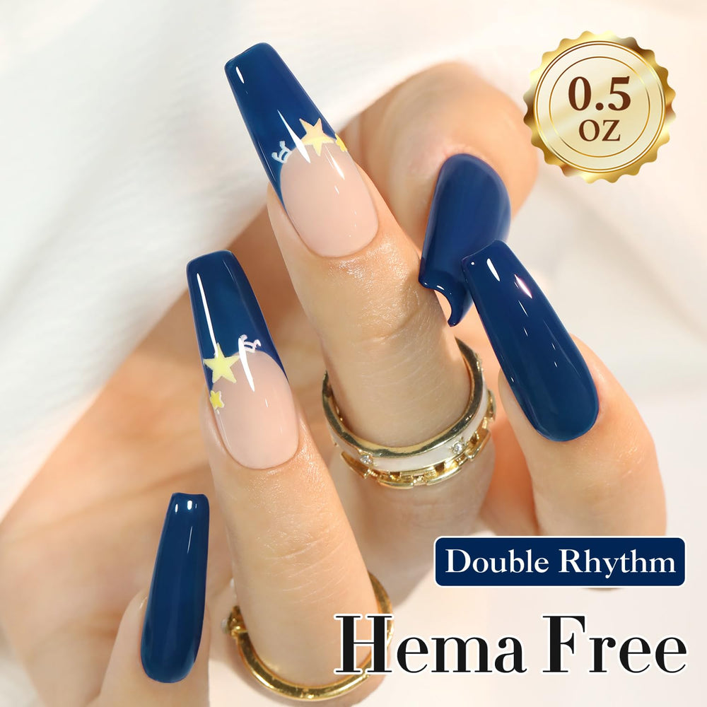 Gel bleu marine Double Rhythm, brillance intense après UV/LED.