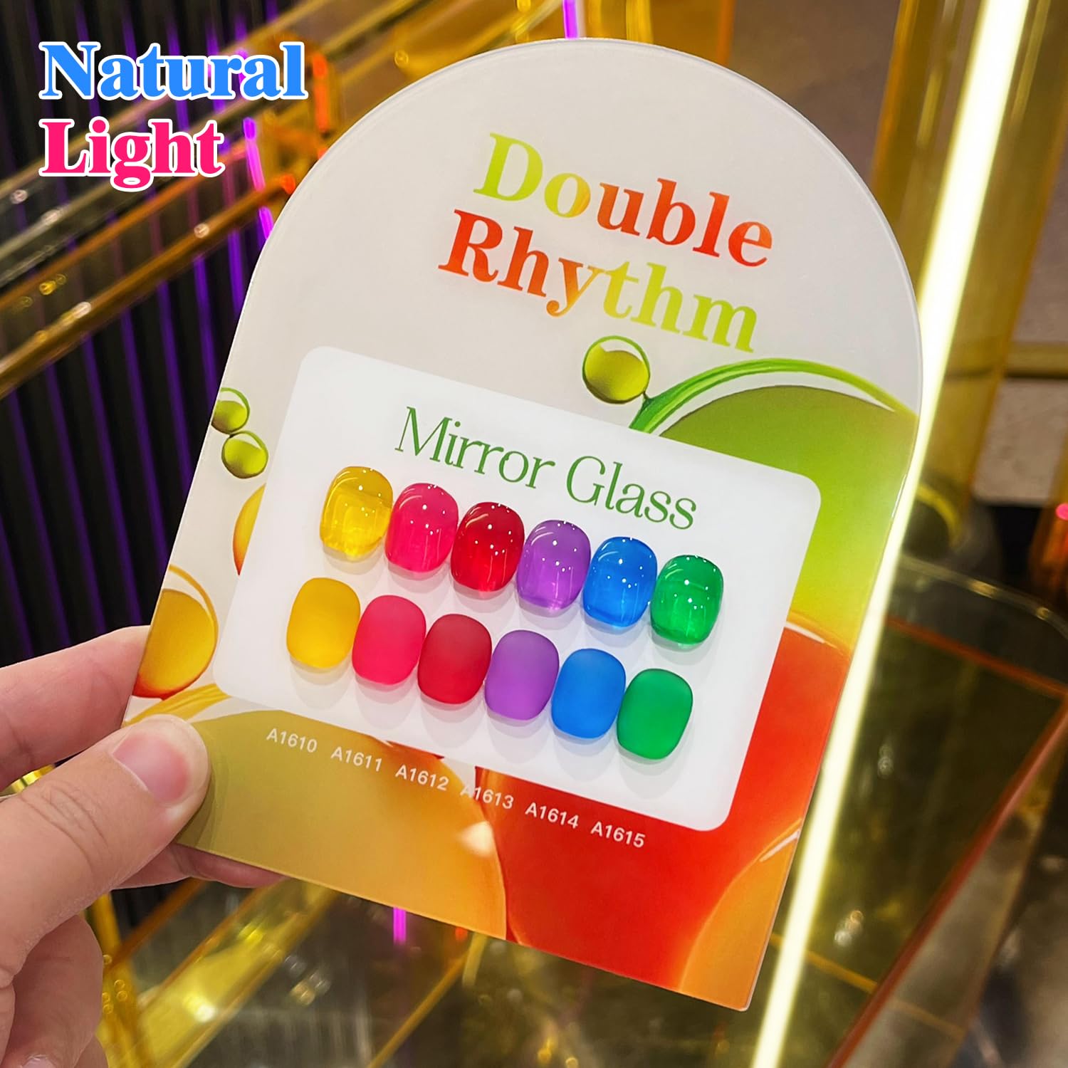 Vernis gel bleu translucide Double Rhythm en flacon, rendu lisse et uniforme