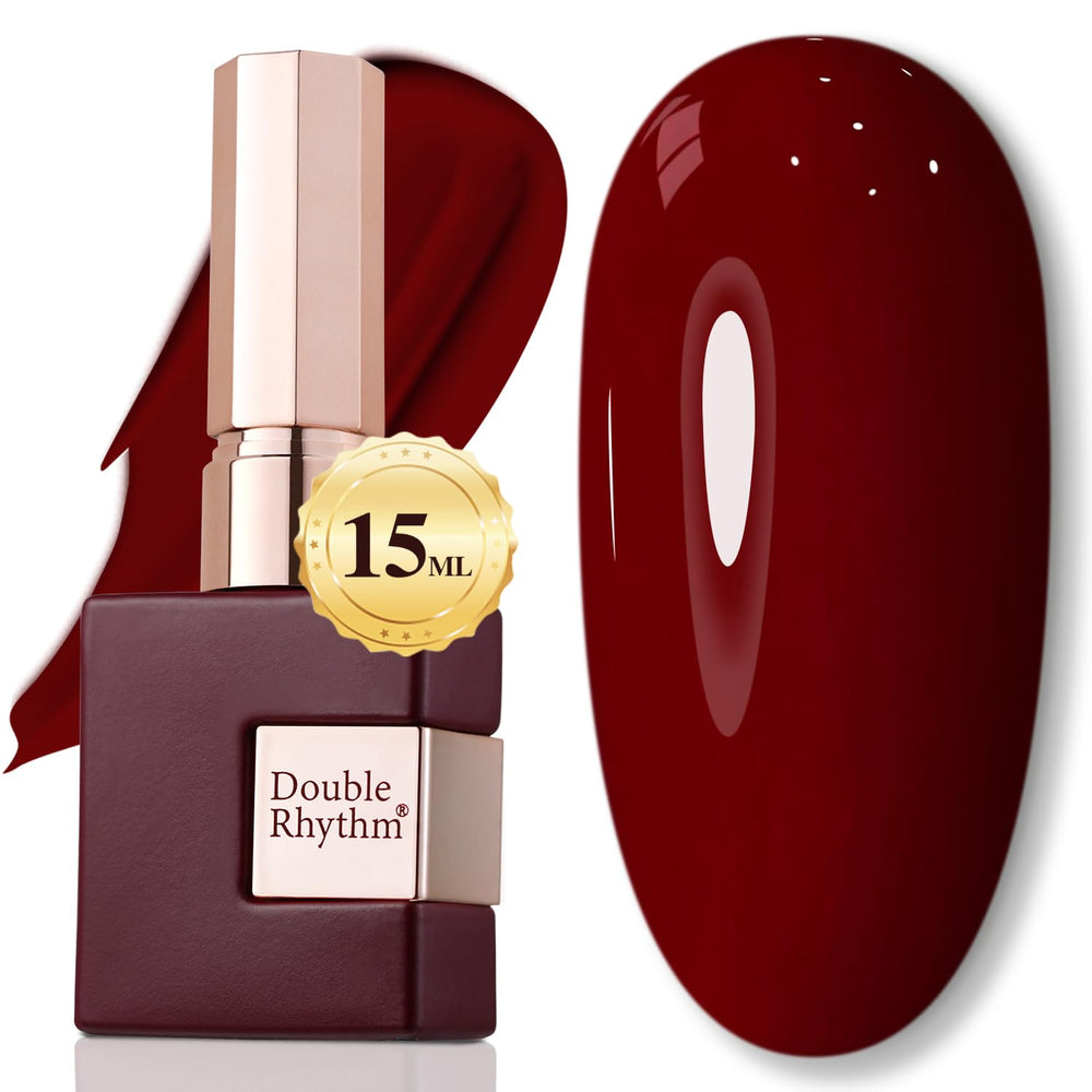 Vernis gel Burgundy Double Rhythm, flacon 15ml, tenue longue et brillance.