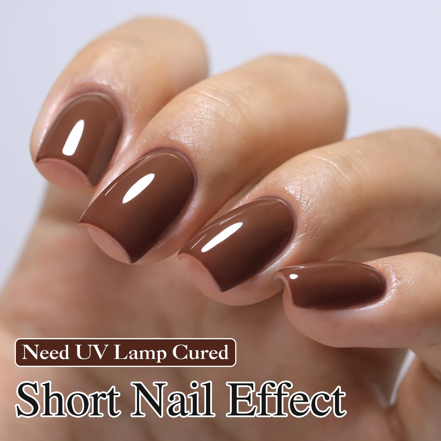 Finition brillante et pure sur ongles avec Double Rhythm vernis gel brun foncé