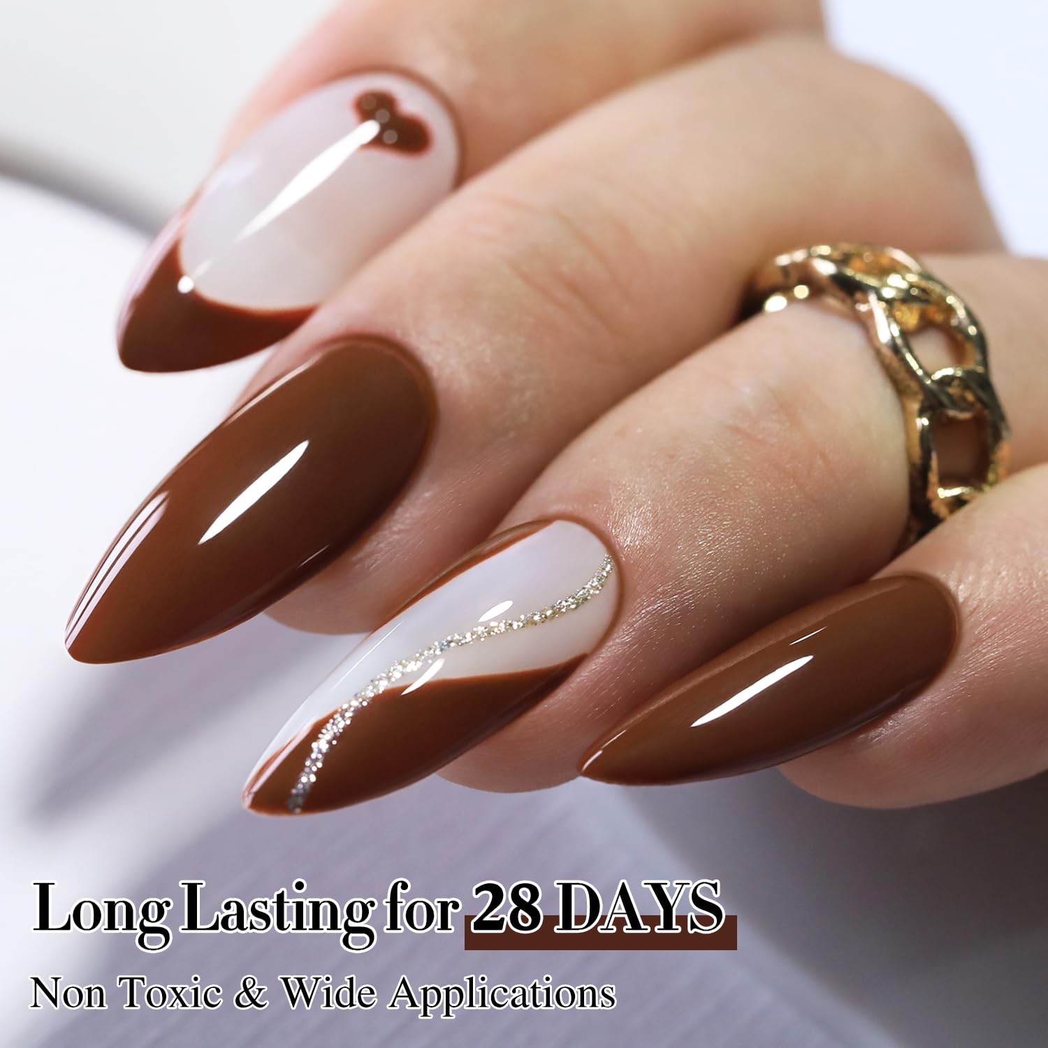 Utilisation à domicile possible avec le vernis gel brun foncé Double Rhythm