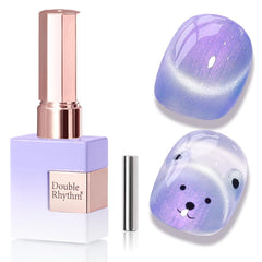 Vernis gel œil-de-chat Double Rhythm bleu sirène avec effet holographique.