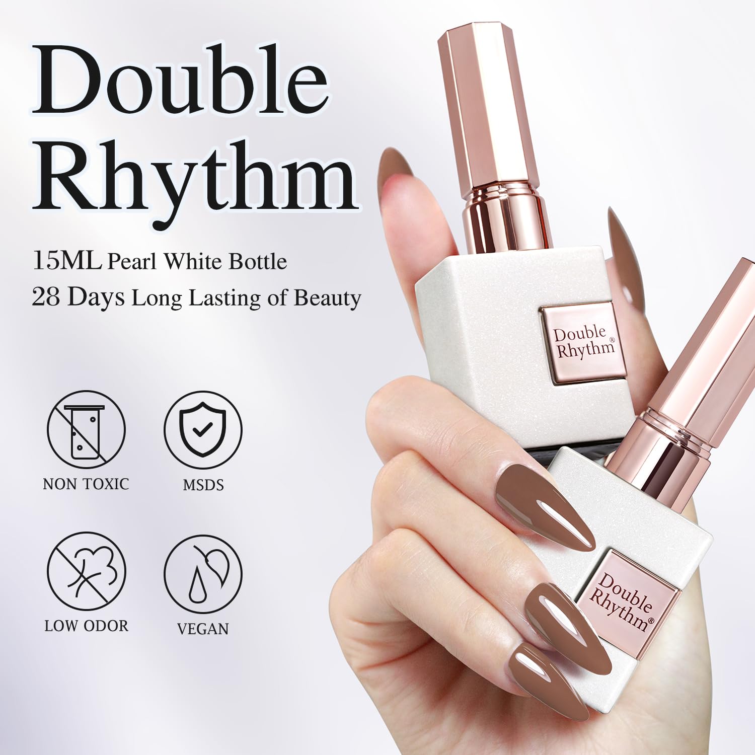 Vernis Gel Double Rhythm – palette pastel lumineuse pour ongles chics.