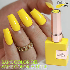 Double Rhythm jaune vernis gel 15ml étui, emballage pratique et prêt à offrir