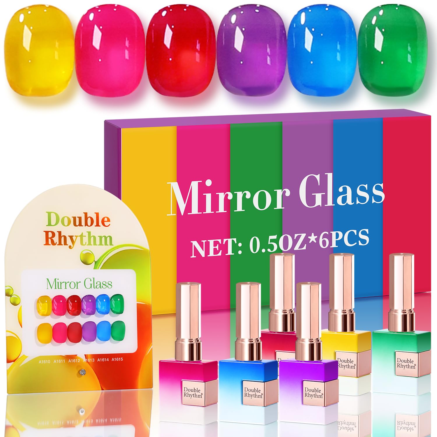 Vernis gel jaune translucide Double Rhythm en bouteille, brillance durable sur les ongles
